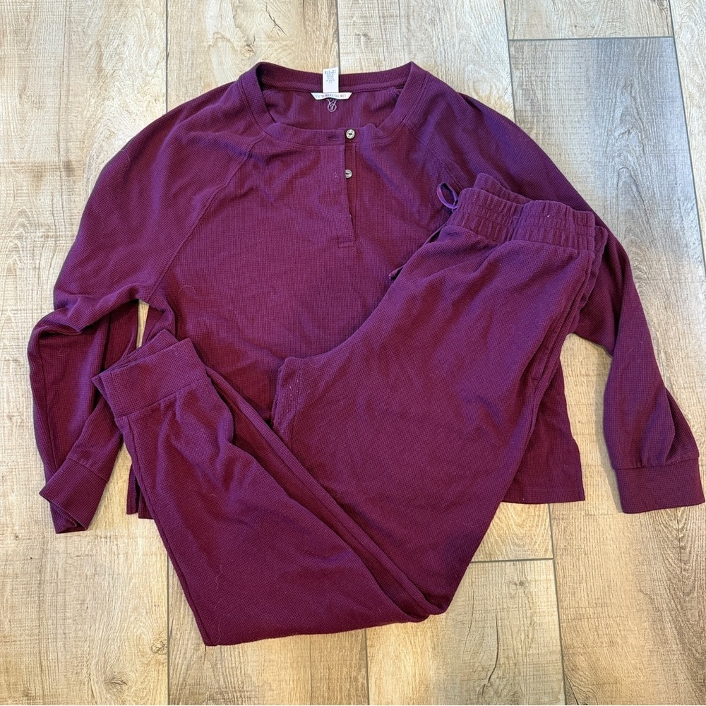 VICTORIA'S SECRET Glow Waffle Henley Jogger Set Size M Long